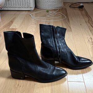 Sam Edelman Black Leather Ankle Booties with Side Zip